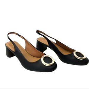 Tory Burch Caterina slingback navy blue soft leather with a gold tone hardware 9
